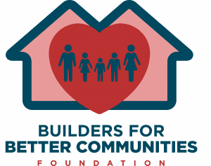 Builders for Better Communities Foundation Logo Builders for Better Communities Foundation logo with a red heart, family silhouettes, and a house outline.