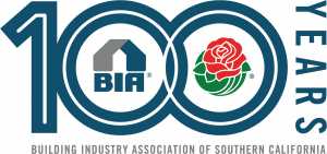 BIASC 100 Years logo featuring the Building Industry Association of Southern California and the Rose Parade emblem.